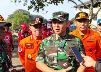 Ketua Pelaksana Latgab 2023, Kapten Arh Ateng Jaelani saat diwawancari wartawan