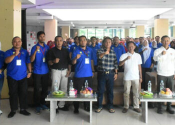 Foto bersama usai Workshop Implementasi MGMP Mata Pelajaran PJOK di Gedung Creative Center (GCC), Jumat (15/12/2023).