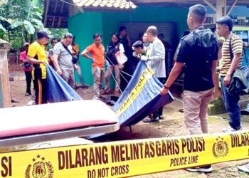 Petugas kepolisian saat melakukan olah TKP terkait kasus pembunuhan dan mutilasi