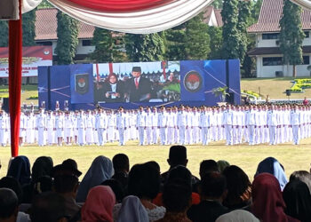 Pelantikan 1.079 orang Praja Muda IPDN Angkatan XXXI tahun 2024, di Kampus IPDN Jatinangor, Sumedang, Kamis (1/8/2024).