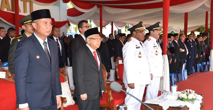 Wakil Presiden (Wapres) RI, K.H. Ma’ruf Amin pada pelantikan 1.079 Pamong Praja Muda IPDN Angkatan XXXI. (foto: Humas IPDN)