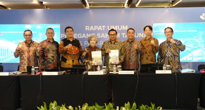 Jajaran Komisaris dan Direksi Solusi Bangun Indonesia dalam RUPS Tahunan yang memutuskan penggunaan 50% dari laba bersih tahun 2025 sebanyak Rp329,3 miliar sebagai dividen bagi pemegang saham.